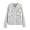 Zbzr Autumn New Women Clothes Western Style Fashion Temperament Simple and Versatile Three-Dimensional Flowers Knit Cardigan Top