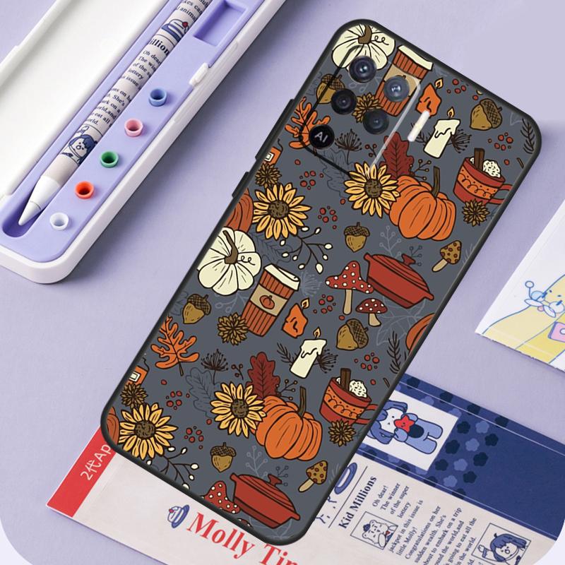 Autumn Leaves Fall Halloween For OPPO A93 A83 A91 A52 A72 A54 A74 A94 A5S A5 A9 A31 A53 A15 A16 Phone Case Back Cover