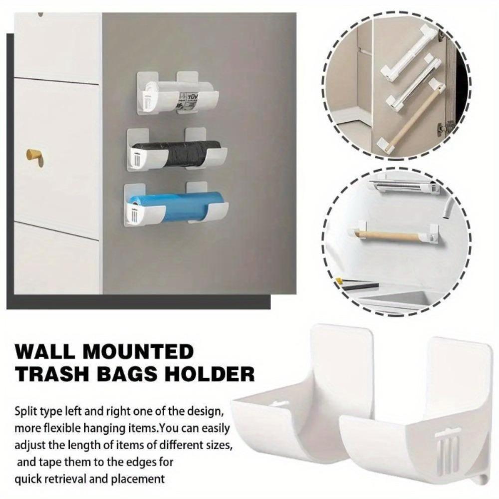 1 Pair of Trash Bag Holder, Garbage Bag Dispenser Roll Rack Wall Mounted Shopping Grocery Bag Roll Rack Plastic Trash Bag Storage Rack