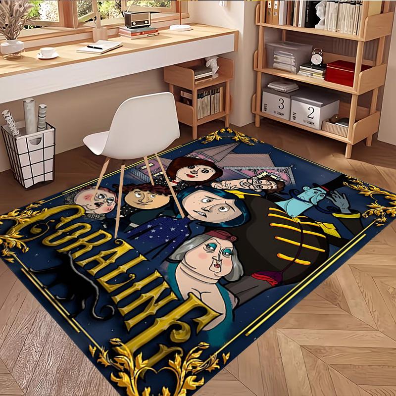 Coraline Print Rug, Washable Floor Carpet, For Entryway Dorm Laundry Room Office Study, Home Decor Birthday Christmas Gift