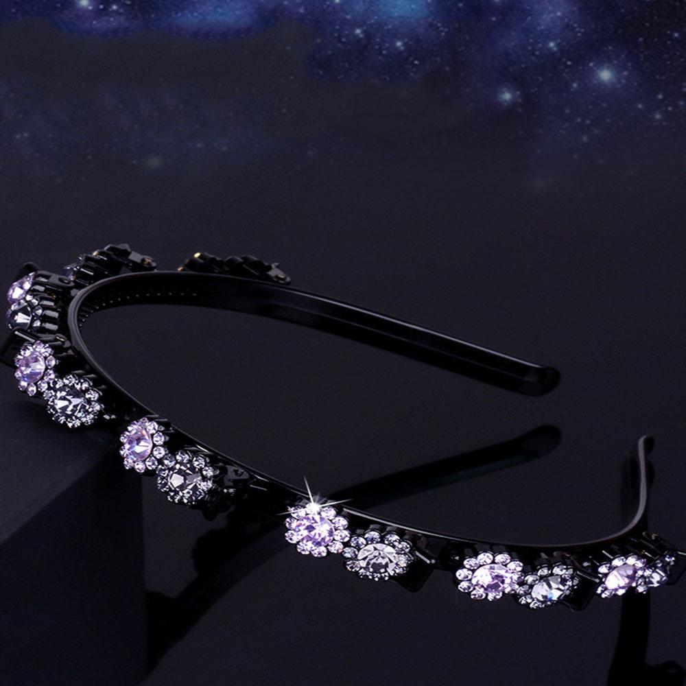 Antiskli blomst Rhinestone svart flettet hårklips Tannklemme Vevhode Bøyle stylingverktøy
