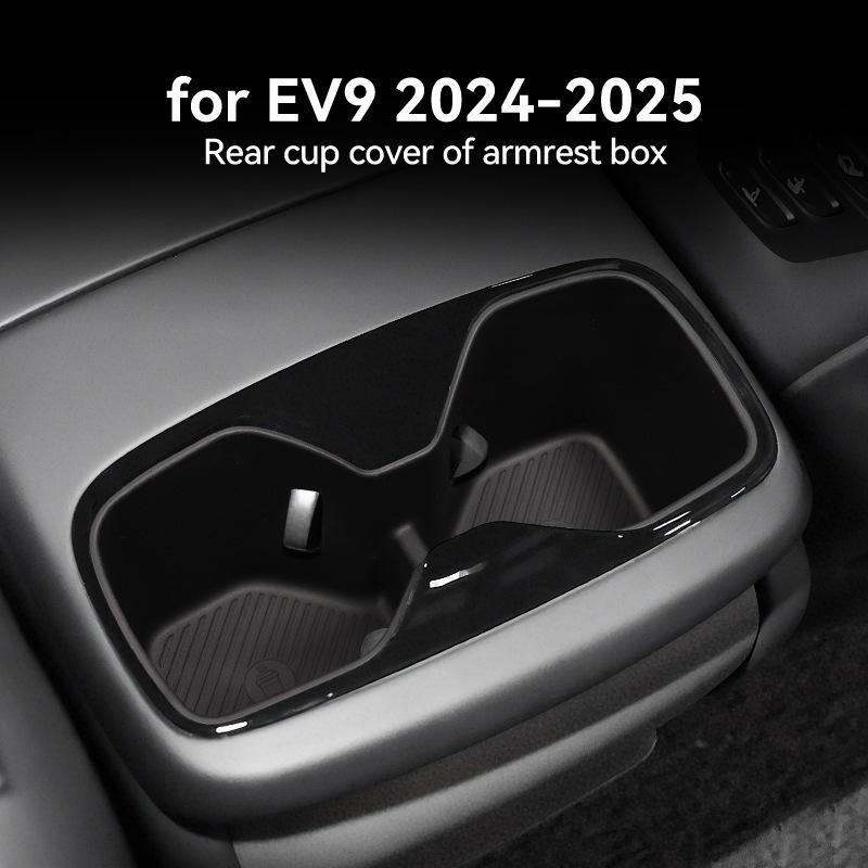 1pcs For Kia EV9 2025-2025 Armrest Rear Water Cup Holder Storage Box Shock-Absorbing Cup Tray Organizer Car Interior Accessories