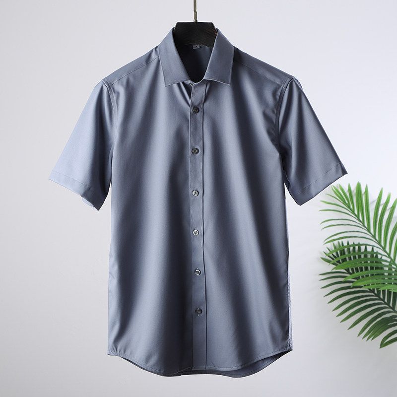 Export Tail Single Cut Label Bamboo Fiber Shirt Men's Short Sleeve Summer Thin Casual Export Original Single Men's Clothing Shirt Coat