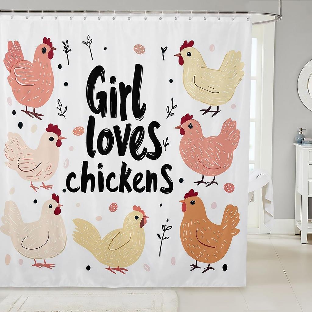 Cartoon Pig Shower Curtain Leopard Bow Bath Curtain for Boys Girls Teens Lovely Animal Cheetah Bathroom Shower Curtain Set