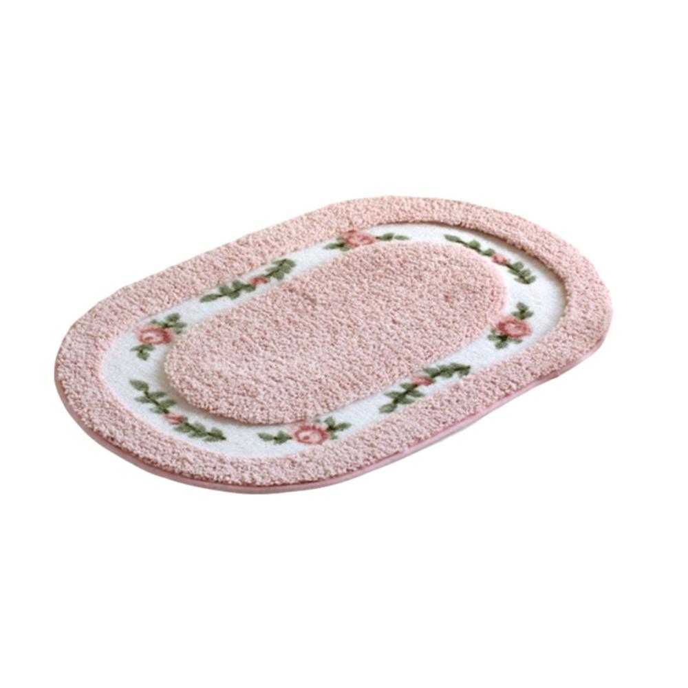 

Absorbent Rose Pattern Door Mat Nonslip Bath Mat Practical Carpet Entryway 23.62x15.75 in