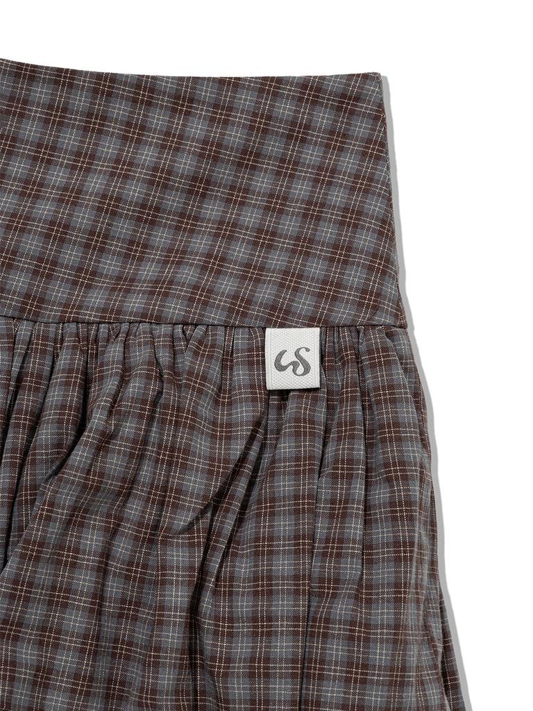 Eogeulliswedou Checkered Pumpkin Skirt Pants (Brown)
