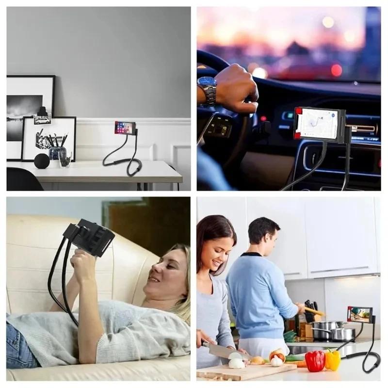 Lazy Neck Mobile Phone Holder Flexible Hanging Necklace Stand for Cellphone Tablet iPhone Huawei Xiaomi 161 Degree Bed