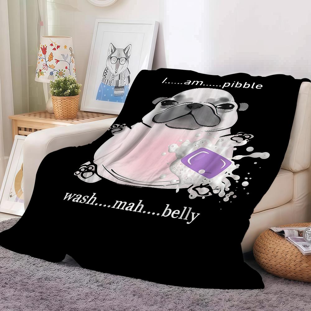 Print fasion Pibble Wash My Belly Blanket For Sofa Office Bed Plane Travel Sleep Read Relax Camping Soft And Warm
