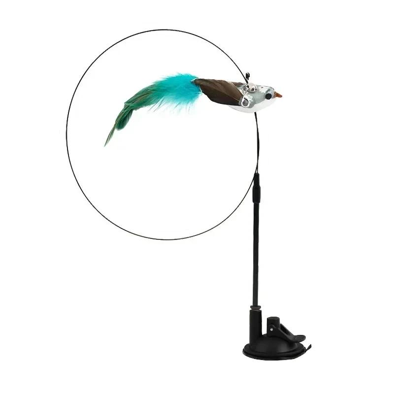 Simulation Bird Cat Toys Funny Interactive Peacock with Bell Cat Stick Toy for Kitten Playing Teaser Wand Toys Pet Cats Supplies