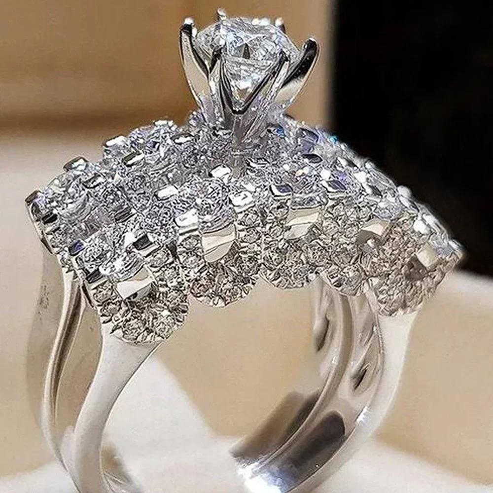Fashion Geometric Design Women'S Ring Set - Modern Bride Wedding Engagement Jewelry Accessories For Wholesale
