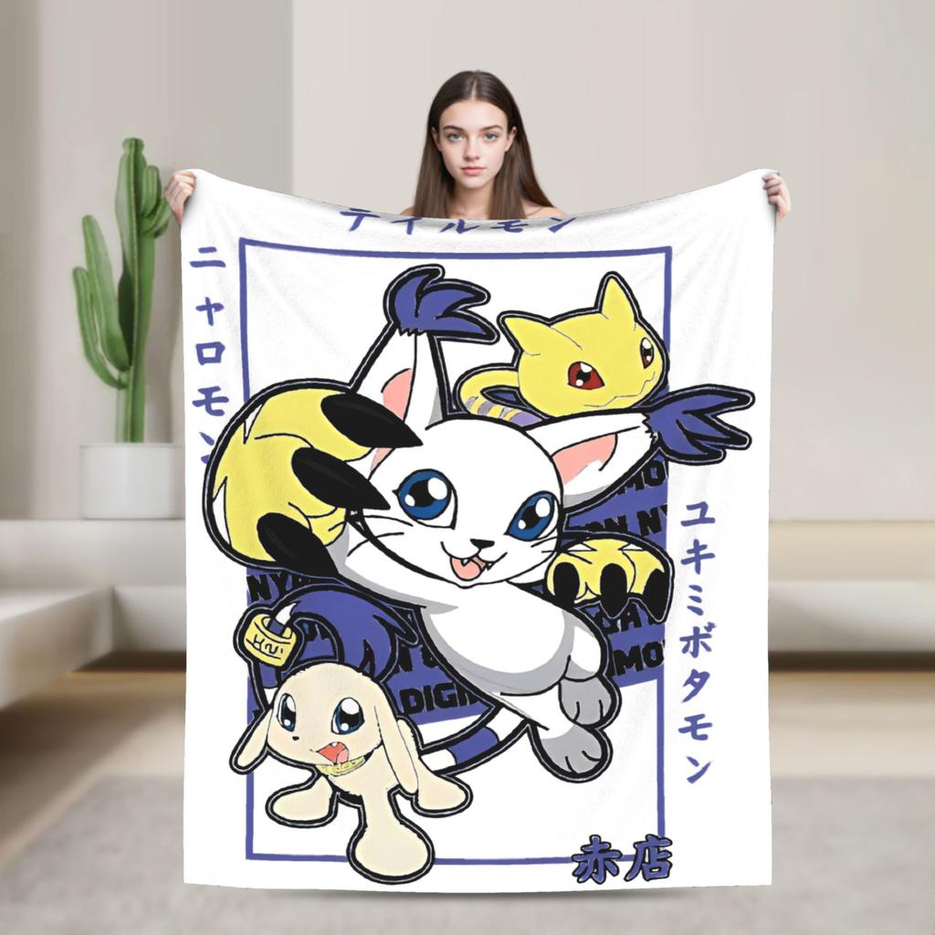 Digimon Agumon Gabumon Sora Anime Blankets Fleece Throw Blanket Summer Air Conditioning Decoration Soft Warm Bedspreads
