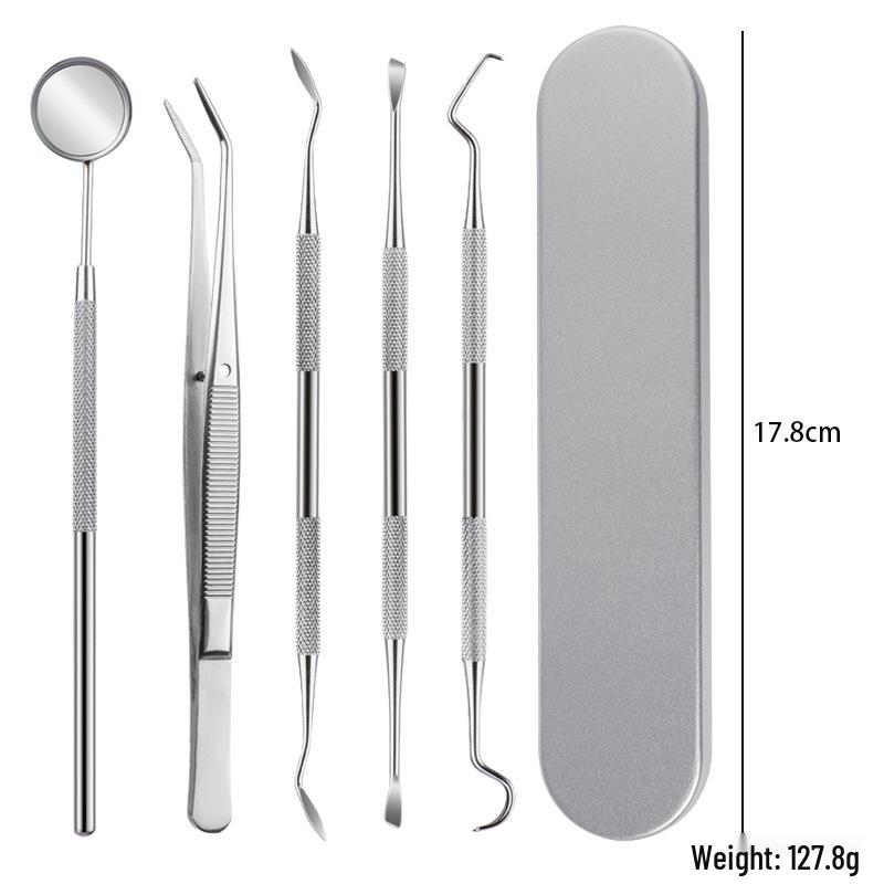 Stainless Steel Dental Tool Set: U-Shaped Tongue Scraper, Oral Mirror, and Tartar Remover