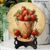 2D Flat Aluminum 7.87 Inch X 7.87 Inch Vintage Fresh Strawberry Pattern Wall Hanging, Country Style, Suitable for Dining Rooms, Gardens, Farmhouses