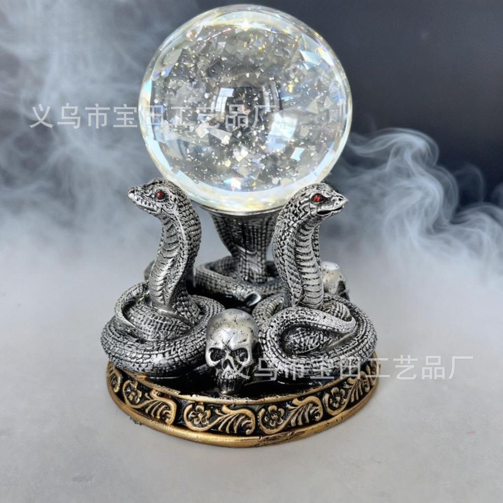 New Resin Sculpture Eye Snake Crystal Ball Base Home Office Desktop Crystal Ball Base Decoration