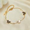 Elegant 18K Gold Plated Zircon Ladies Bracelet Stainless Steel Shell Butterfly Bangle Diamond Pearl Religious Anniversaries