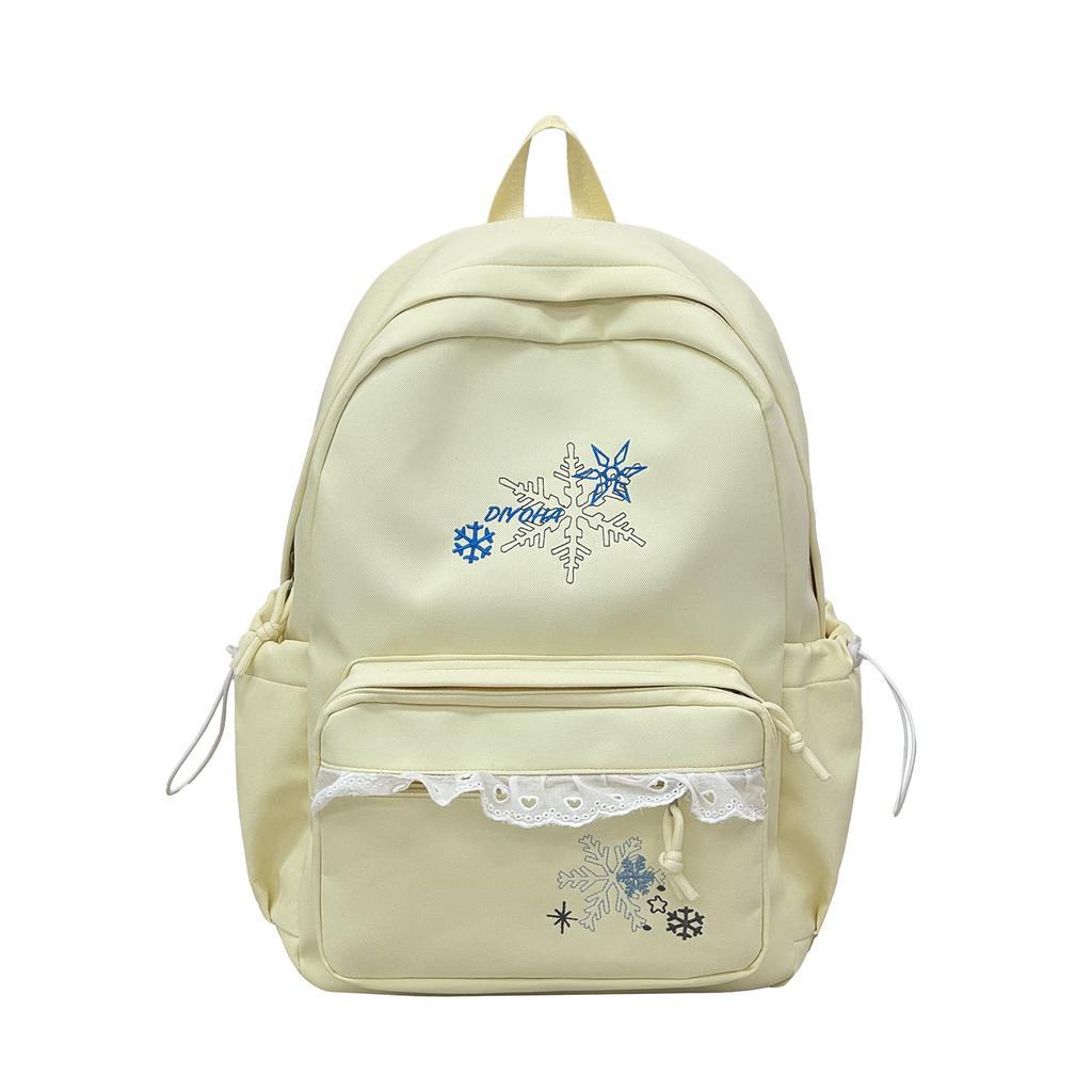 School bag for girls, simple lace lace trim school bag, ballet style, large capacity, sweet commuter soft girl backpack