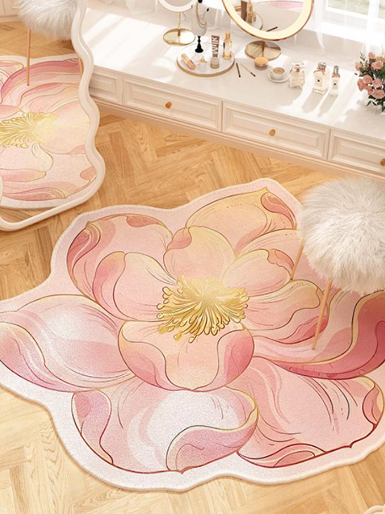 

Декор гостиной во французском стиле Цветочный ковер Легкая роскошь Зеркало Коврик для пола Девичьи коврики для спальни Дома Ковер неправильной формы 80x80CM