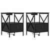 Nightstand Set of 2 Black Oak Effect 41.5 X 40.5 X 55 Cm