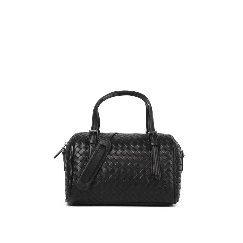 Sheepskin woven Boston pillow bag women's leather large-capacity portable messenger bag bucket bag