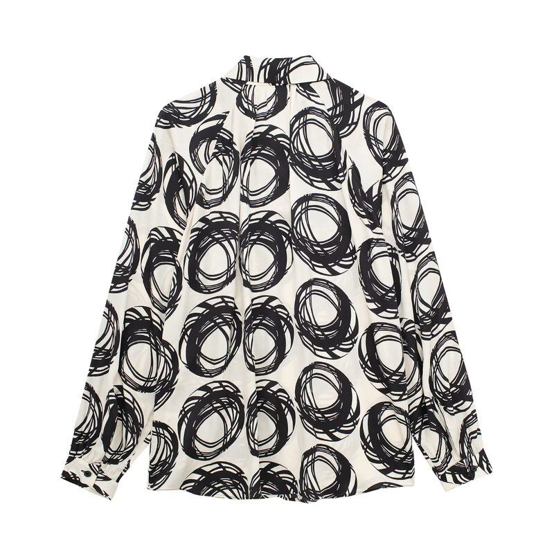 Fashion Style 2024 Spring New Arrival Women's Clothing Temperament Long Sleeve Lapel Print Shirt High Waist Pants 4043045