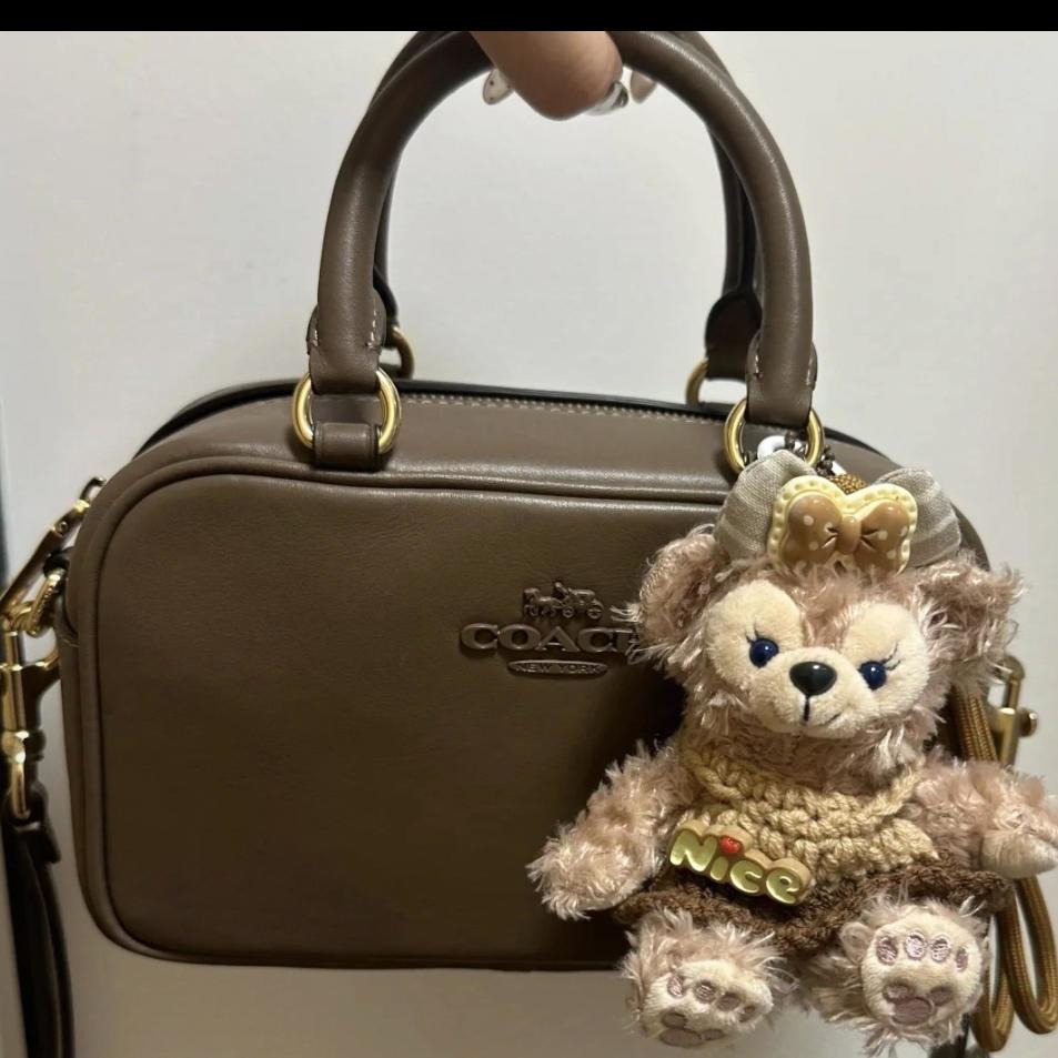 [Pre-Owned] Satchel 19 Letter Logo Zipper Closure Smooth Leather Bowling Bag Shoulder Crossbody Handbag Small - New #1EENHXJ