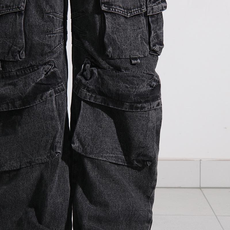 High-Waisted Street Style Multi-Pocket Denim Pants (2025)