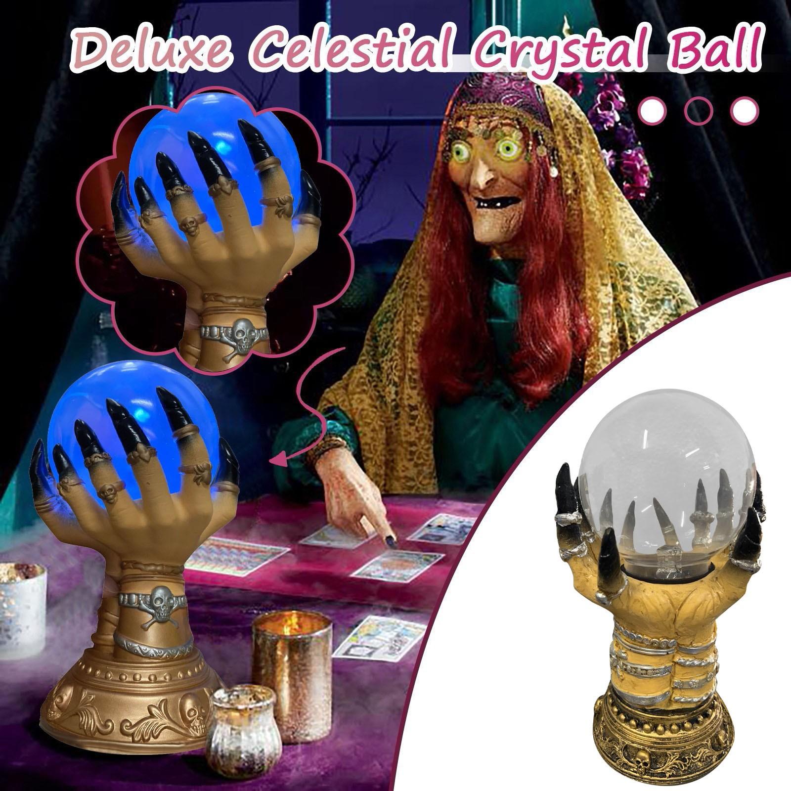 

Светящийся хрустальный шар на Хэллоуин, роскошный небесный хрустальный шар, креативный плазменный шар на палец, жуткий домашний декор