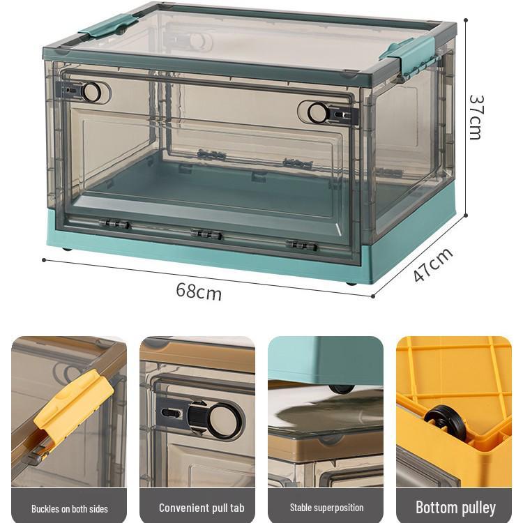 Large Outdoor Portable Transparent Foldable Storage Box for Clothes, Toys, Snacks, Books - Dustproof and Ideal for Home Use.