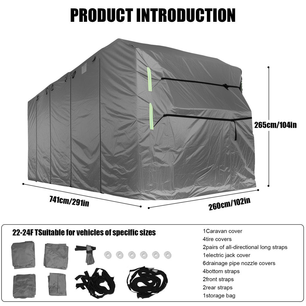 RV Protective Cover for Winter Snow Portable Motorhome Caravan Tarp Car Cover Foldable Protection Sunshade Trailer Tarpaulin