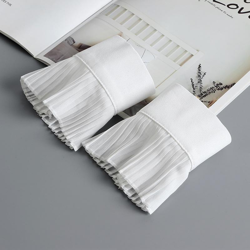Summer Fake Cuff Sleeve Women Lace Floral Pleated Ruffled False Cuffs Decor Female Sweater Blouse Wrist Organ Lolita Fake Sleeve