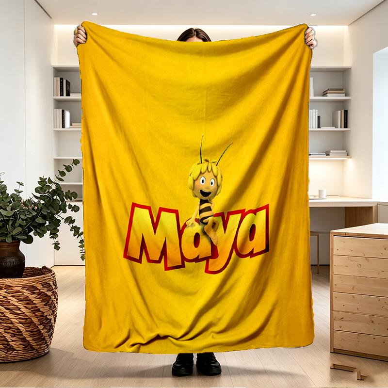 Maya the Bee Print Blanket - Soft & Comfortable, for Bedroom, Travel, Sofa, Home Decoration - Birthday Christmas Gift for Friend