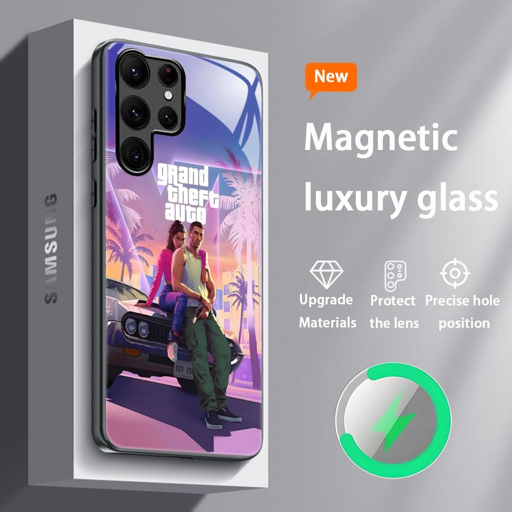 G-GTA6 R Star Game Hot Phone Case For Samsung S25 S24 S23 S22 S21 S20 Plus Ultra Note20 Glass Magnetic Case