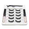 5 Pairs Magnetic Eyelashes + 2 Waterproof Liquid Eyeliners + Tweezers False Eyelashes Extension Set