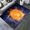 Flammen-Print Basketballteppich für Jungenzimmer und Spielzimmer, Rutschfester Sportteppich, Wohnzimmerdekoration