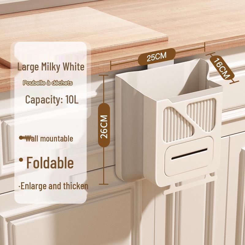 Punch-Free Wall-Mounted Foldable Trash Can for Kitchen and Bathroom.