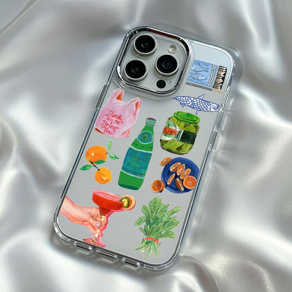 

Seaside Scenery cocktail Art design Phone Case For iPhone17 16 15 14 13 12 Pro Max Plus Electroplated Transparent phone case iPhone 15 Pro Max