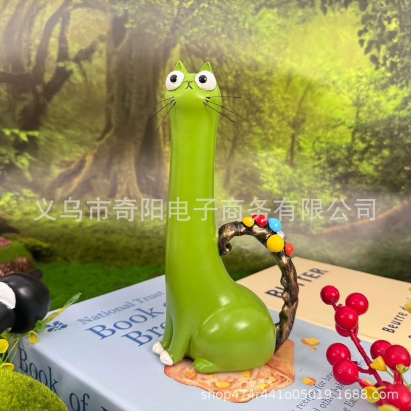 Handcrafted Resin Cat Vase Desk Decor Whimsical Animal-Shaped Flower Holder In Nordic Style