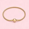 S925 Silver Bracelet Gold Plated Round Bead Charm Bracelet with Open Ball Clasp Fit Pendants Jewelry for Women Gift