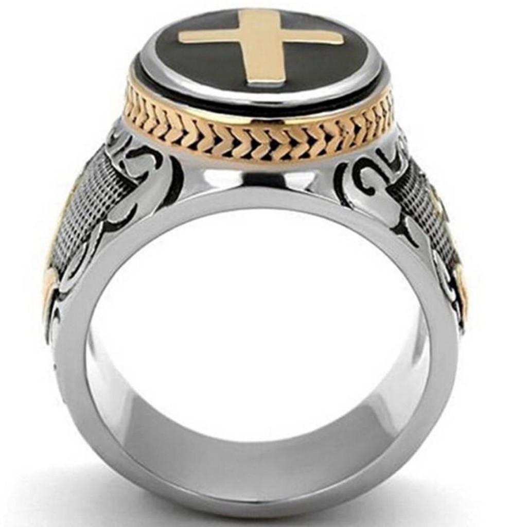Anello di Preghiera Geometrico da Uomo con Design a Croce per Appassionati di Gioielli alla Moda