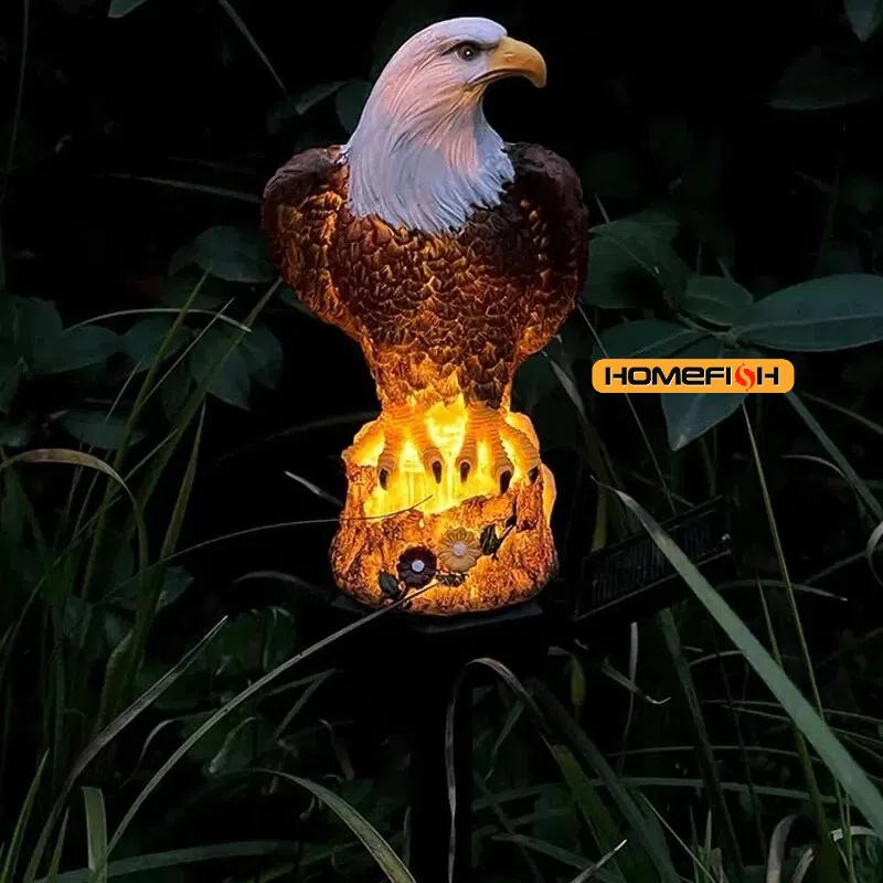 Solar Resin Eagle Lawn Lamp, Outdoor LED Ground Lamp, Patio Decorative Lamp, Garden Lawn Decorative Lamps