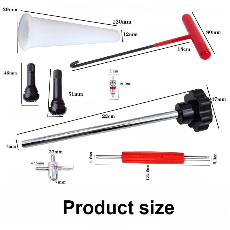 7/13/23Pc Valve Stem Tool Kit Metal Tire Installer Tool Car Puller Wheel Tire Remover T-Hook Replacement Motorcycle Accessories