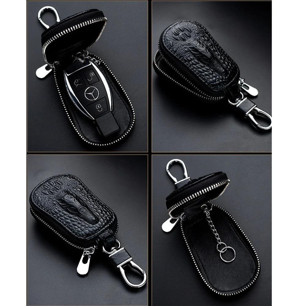 Leder Schlüsseletui für Autoschlüssel Geldbörse Tasche Schlüsselhalter Organizer Beutel Schlüssel Organizer Große Kapazität Reißverschluss Schlüsseletui Tasche