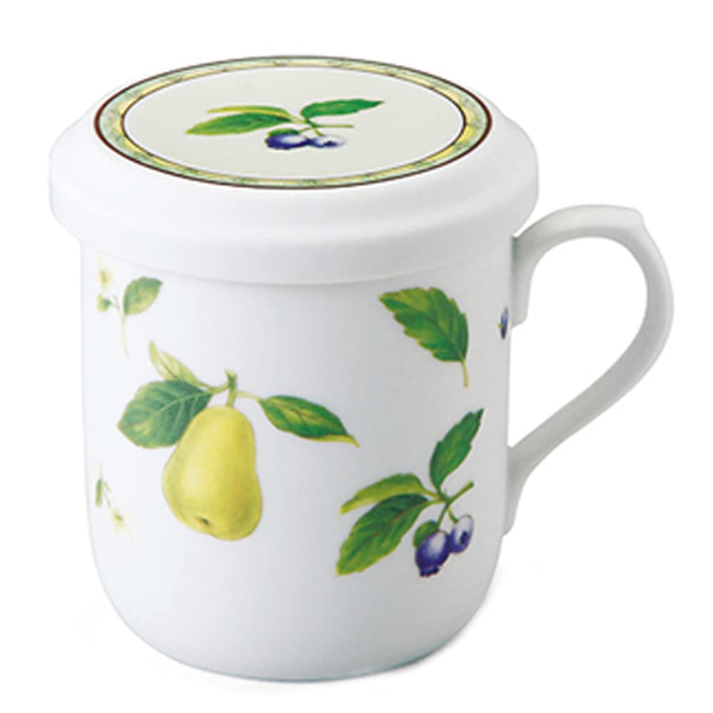 NARUMI Fruit and Pear with Lid and Tea Perfect Day Microwave Made In Gift Mug, 290cc, Design, Strainer, Mother's Gift, Safe, Japan, Boxed, 40978-32930
