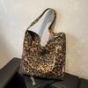Leopardenmuster Canvas-Tragetasche für Damen Große Kapazität Lässige Umhängetasche Koreanischer Stil Herbst Winter Handtasche Stofftasche