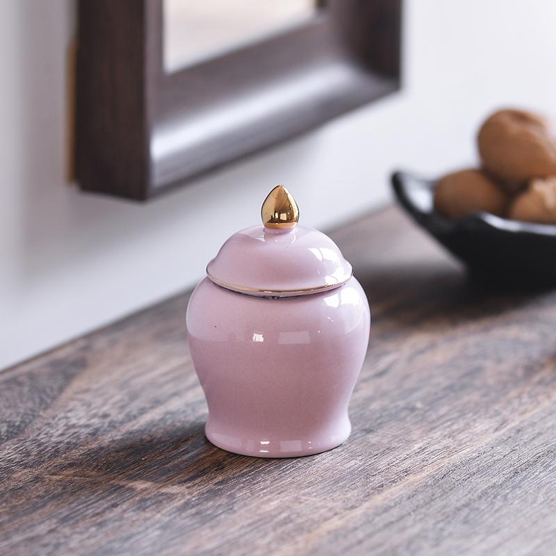 Nordic Mini Ceramic Tea Leaf Jar Fragrant Powder Sealing Portable Travel Small Tea Jar Gilded Porcelain Storage Bottle Container