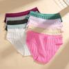 Women Seamless Cotton Crotch Panties Summer Dopamine Briefs Underwear Solid Color Breathable Elastic Sexy Stripe Lingerie Spring