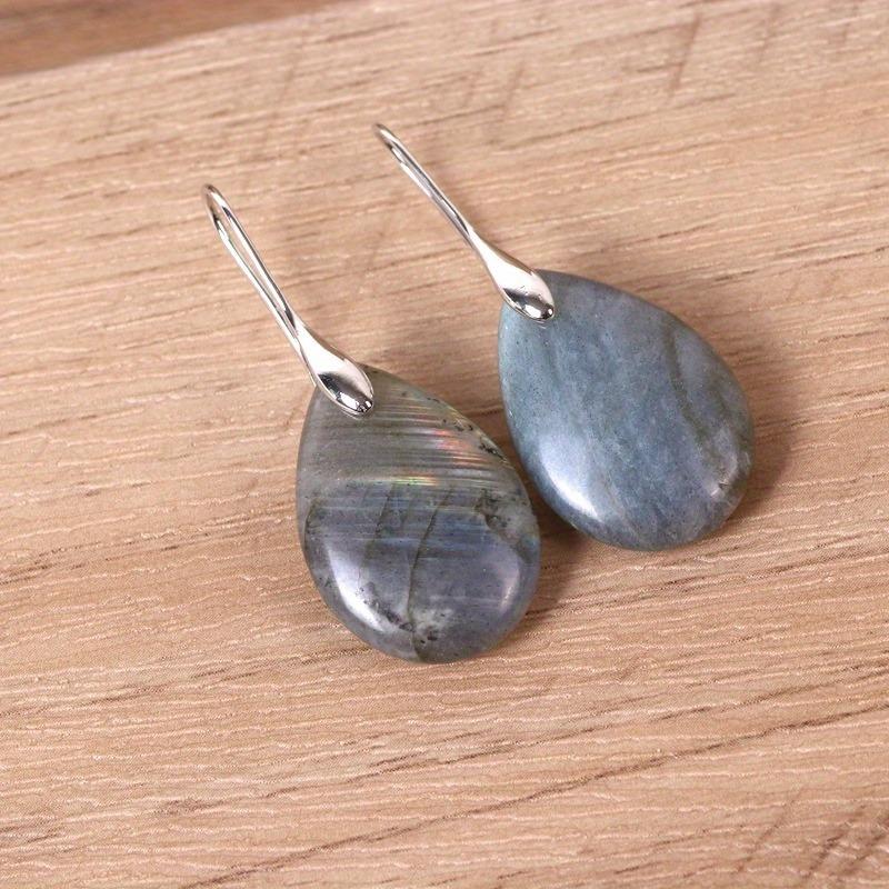Natural Crystal Stone Water Drop-shaped Ear Hook Earrings for Women Girls Agate Stone Reiki Healing Earrings Hook Earrings 1Pair