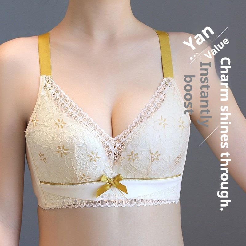 Push-up Small Chest Sexy Lace Adjustable Shape No Ring Underwear Anti-sagging Comfortable Beautiful Back Bra Set