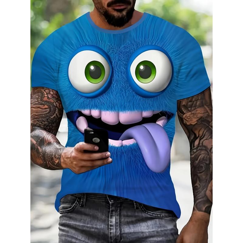 Men S 3D Printed Novelty Big Eyes T-Shirt - Funny Casual Short Sleeve Summer Tee S