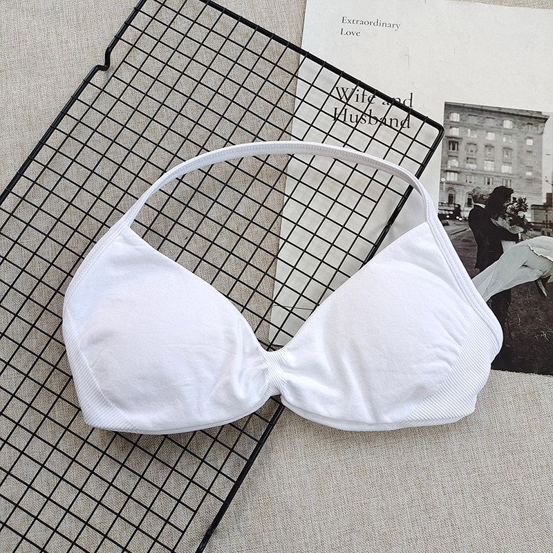 and American Hanging Neck Thin Drawstring DFY Sports Underwear Beauty Back Women Can Be Worn outside Comfortable Large Backless Breathable Fitness Bra